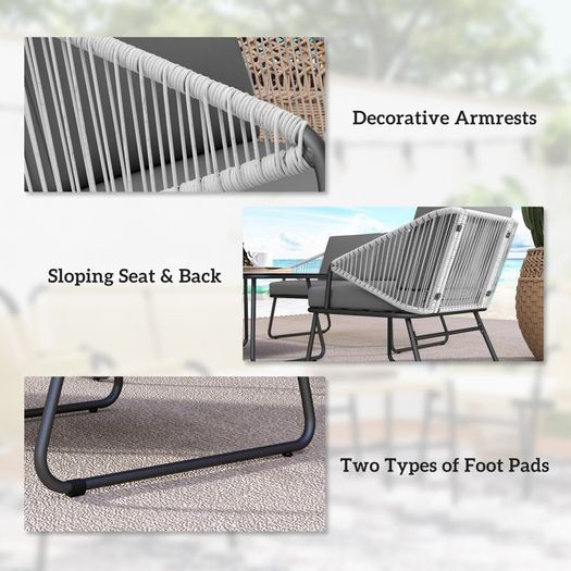4 Piece Rattan Garden Furniture Set