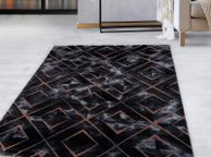 main image for ad Rug Living Room 160 x 230 cm Black and Bronze 3D Marbled Diamond Design - Bedroom Rug Short Pile Extra Soft Easy Care Rugs for Kitchen Dining Room - Carpet Living