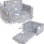 Kids Sofa Bed 2-in-1 Flip Out Cuddly Flannel Toddler Couch Convertible Sofa to Lounger Children Sofa Bed Children's Day and Birthday Gift for Girls Boys, Grey with Stars Image 4