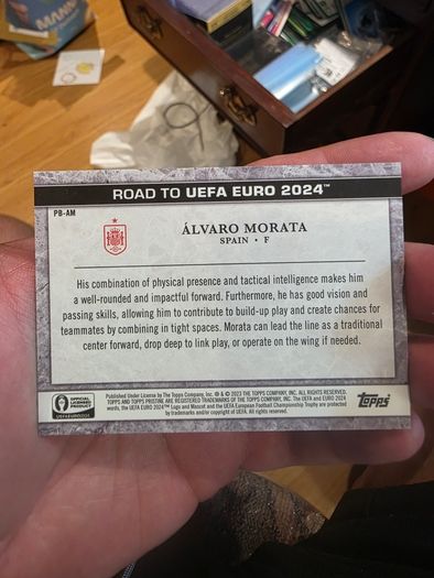 2023 Topps Pristine Euro 2024 Alvaro Morata Pristine Borders Gold /50