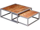Two Piece Coffee Table Set Solid Acacia Wood