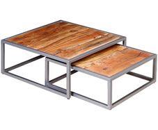 Two Piece Coffee Table Set Solid Acacia Wood