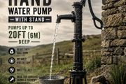 Vintage Cast Iron Hand Water Pump with Stand 20ft 6m Pumping Depth