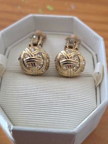 1980's Gold tone and Crystal Clip on Earrings
