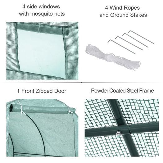 NEW SALE | Polytunnel Greenhouse Reinforced Walk in, Steel Frame, PE, 4 Mesh Windows 2.5x2 m