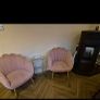 Two pink velvet shell chairs Image 4