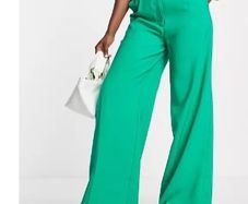 High waisted green trousers wide Leg size 38