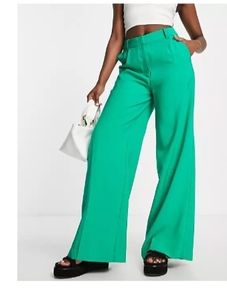 High waisted green trousers wide Leg size 38