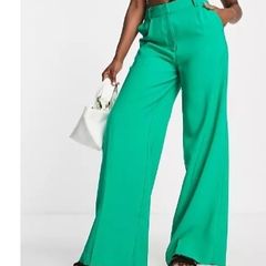 High waisted green trousers wide Leg size 38