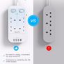 4 Way Surge Protected Extension Lead with USB Slots Multi Plug Power Strip Extension Cable with Double Switches, Plug Extension Socket 1.8M Braided Extension Cord for Home Office Accessories Brand: HANYCONY Image 2