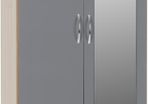 Nevada Mirrored 2 Door 1 Drawer Wardrobe