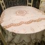 Stunning Hand crochet lace linen tablecloth. Image 2