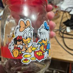 Vintage French Disney baby character glass canisters/jars x 2