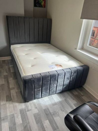 Ottoman Upholstered Bed, Double Bed with Hydraulic Lifting Bar, Height Adjustable Padded Headboard, Metal Slatted Frame, Youth Bed, Adult Bed