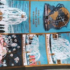 1964-5 New York Worlds Fair U.S. Steel Unisphere fountains smoked glass ashtray or hanging dish.