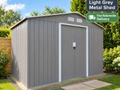 Metal Garden Shed 9x6 Outdoor Storage Tool Shed with Sliding Doors Light Grey