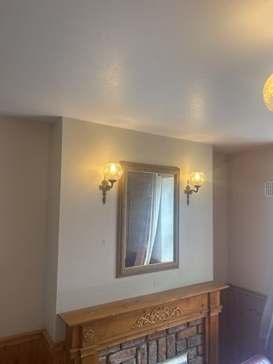 Brass ceiling light and wall lights