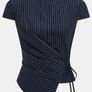 Pinstripe Wrap Tie Top & Pants Set - Navy / L Image 2