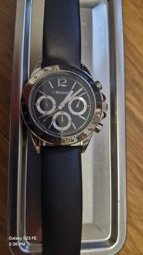 Heineken chronograph watch with leather strap