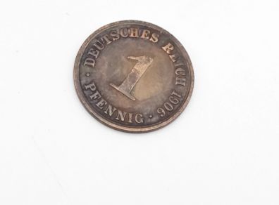 1906 German Empire 1 Pfennig Coin