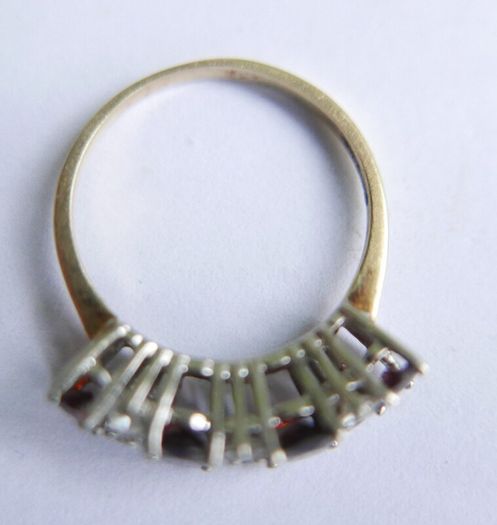 Vintage14K Gold 585 Ring With  Diamonds and Rubies Ring size P1/2 - 2,9g