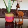 Tall Wooden Teak Gazelle Figurine Antelope Art Carving Image 9