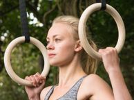 main image for ad Top Quality Olympic Strength Gym Rings Made of Wood (32mm)with Buckle Straps