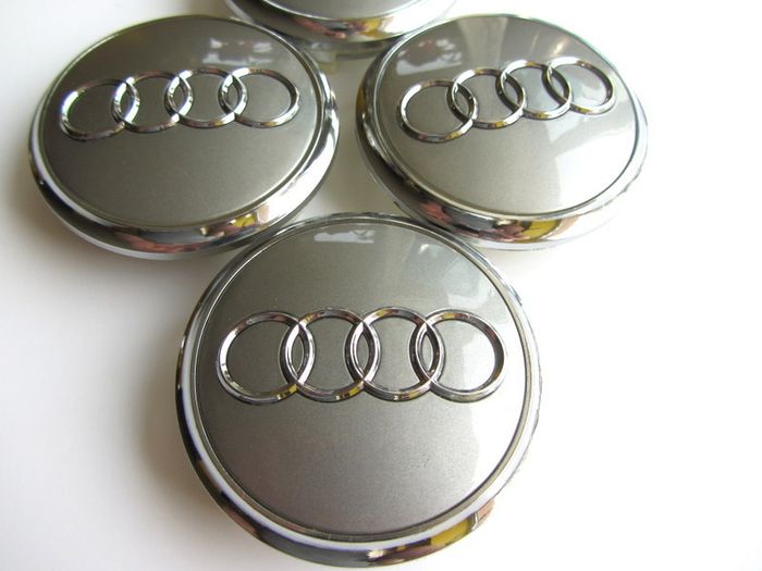 4x Audi 77mm 3D Silver Chrome  alloy wheel centre caps cap Hub Cover 77