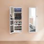 Elegant jewellery cabinet hanging jewelry cabinet hanging, lockable mirror cabinet, wall cabinet with mirror and numerous compartments, wall mounting, hanging on the door, for necklaces, earring Make-Up Cabinet With 6 LEDs, Lockable Wall Cabinet With Mirr Image 3