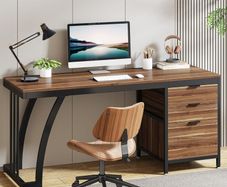 Industrial Computer Desk Work Table with File Storage 150 cm with 3 Drawers with Reversible Shelf