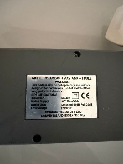 Mercury AMD08 8-Way VHF/UHF Distribution Amplifier,