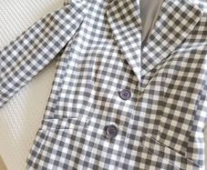 Grey & White Checkered Blazer - Size 8