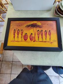Set of two African themed canvas panels. Light weight.