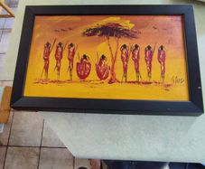 Set of two African themed canvas panels. Light weight.