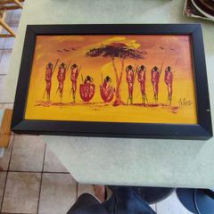 Set of two African themed canvas panels. Light weight.