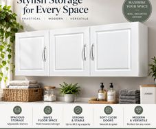 Wall Mounted Storage Cabinet with 3 Doors & Adjustable Shelves  White