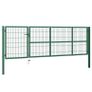 Garden Fence Gate with Posts 350x100 cm Steel Green Image 2