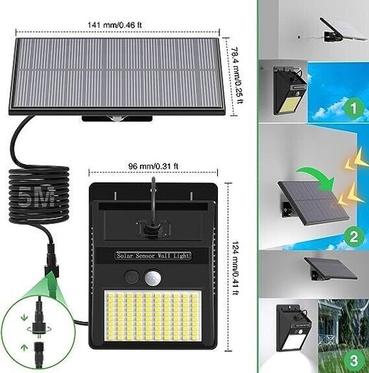 Solar Security Lights Outdoor Motion Sensor, 100 LED Solar Lights Outdoor