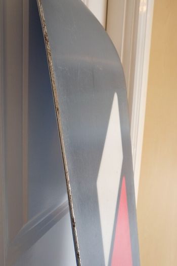 Snowboard, bindings and helmet