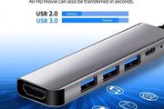 Rankman 5 in 1 Type C Thunderbolt 3 to HDMI-compatible 4K USB C 3.0 Adapter for MacBook Samsung S21 Dex Huawei P30 Xiaomi 10 PS5 TV