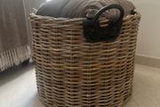 Kubu rattan basket with leather handles