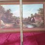 Antique Art Deco 26 Inches Tall Solid Brass Fireplace Screen With Framed Antique Print And Mirror Image 9