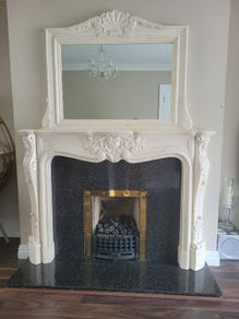 Fireplace and mirror