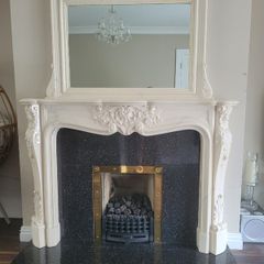 Fireplace and mirror
