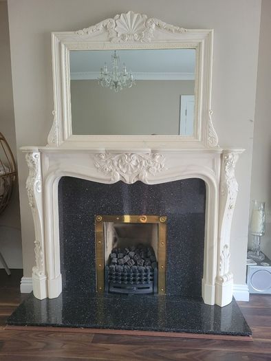 Fireplace and mirror