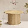 Round Coffee TableTambour Design,Mid-Century Modern Style, Natural Brown Image 2