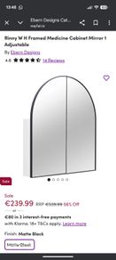 BNIB arched black bathroom mirror / medicine cabinet
