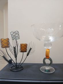 Italian Glass Ornament + Matching Tea light