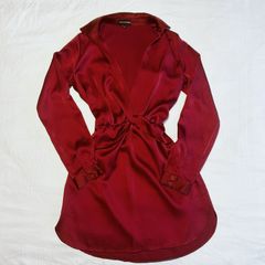 PLT red satin Shirt dress