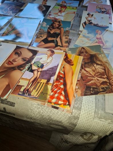 Vintage 100 Postcard Size features Vintage Pin-Up Illustrating Women Posing, Postage Available or Collection is always welcome